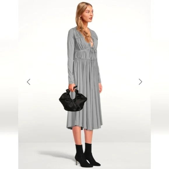 TOVE Ruched Tie Front Lexi Light Grey Semi-formal Dress - Picture 3 of 15